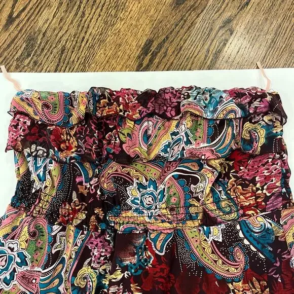 Xhilaration Strapless Maxi Dress Boho Paisley Fairy Whimsigoth Women's Large - Picture 2 of 4